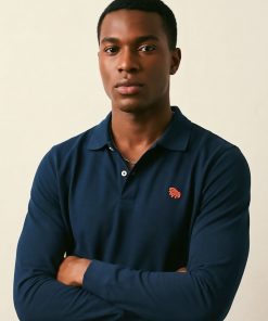 Polo manga larga Navy